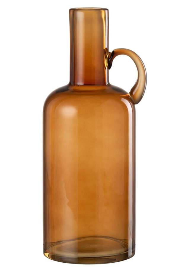 VASE CYLINDER 1 HANDLE GLASS BROWN