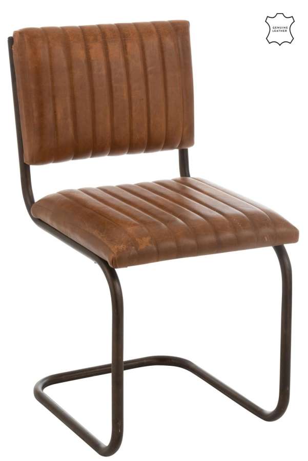 CHAIR MODERN LEATHER/METAL COGNAC XX