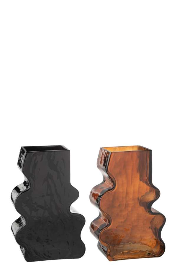 VASE IRREGULAR GLASS CAMEL/DARK BROWN LARGE ASSORTMENT OF 2