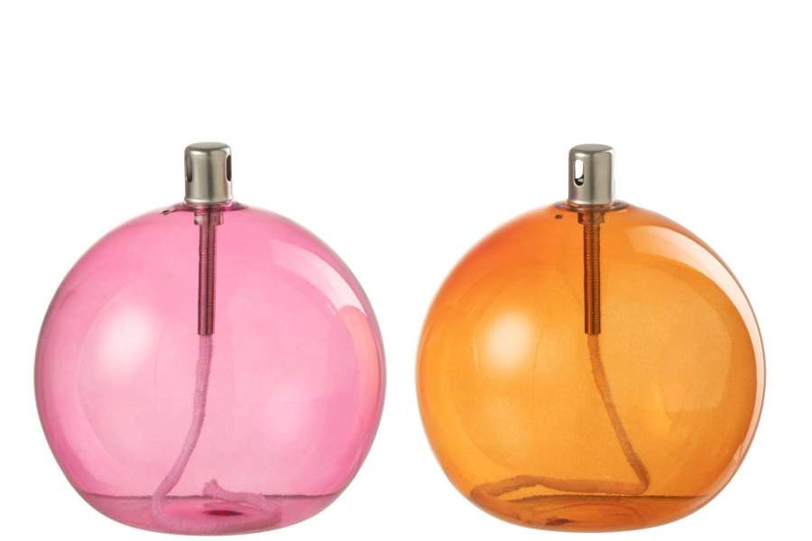 OIL LAMP GLASS GOLD/ROSE LARGE ASSORTMENT OF 2