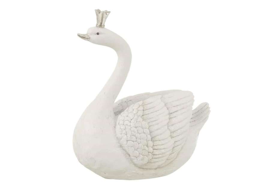 PIGGY BANK SWAN POLY WHITE/SILVER