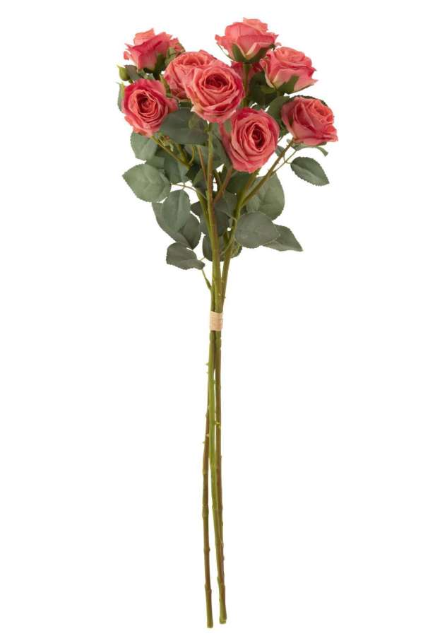 BOUQUET ROSE 12 HEADS ARTIFICIAL BRIGHT PINK