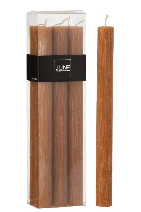 BOX 6 TABLE CANDLE  CARAMEL 9H