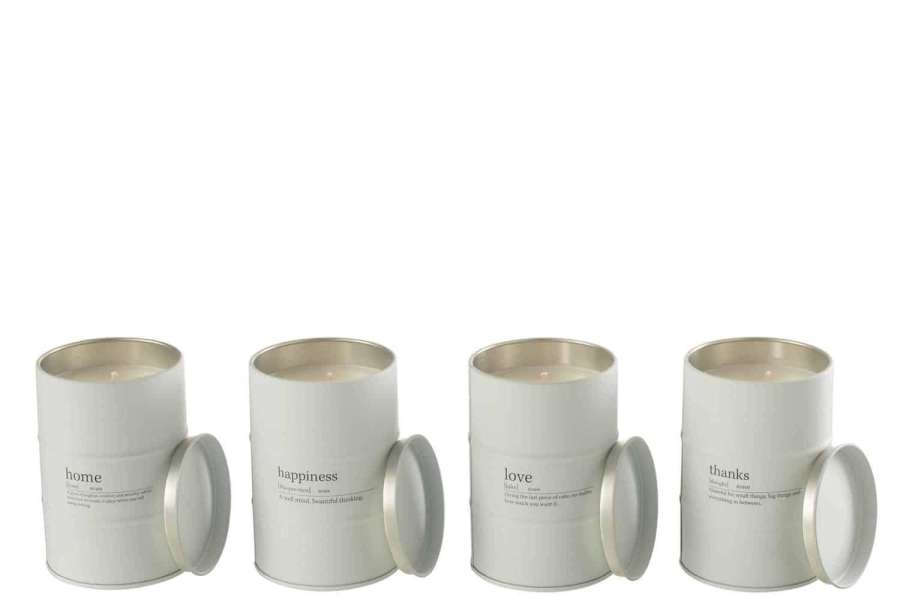 SCENTED CANDLE QUOTE ENGLISH-FRENCH WHITE  55H ASSORTMENT OF 4