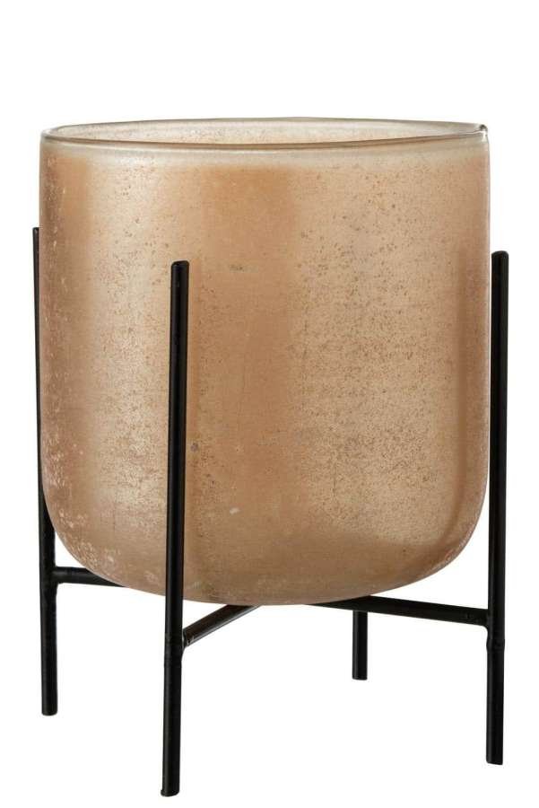 HURRICANE ASTOR ON FOOT GLASS/METAL AMBER LARGE