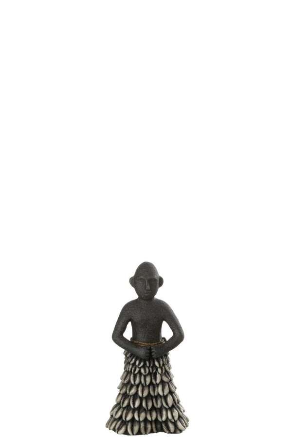 MAN STANDING ETHNIC STONE/RESIN BLACK