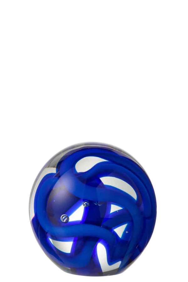 PAPERWEIGHT GARLAND GLASS BLUE MEDIUM