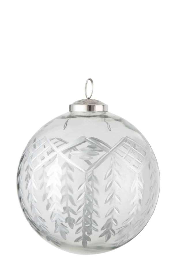 CHRISTMAS BAUBLE CHLOE GLASS TRANSPARENT/SILVER LARGE