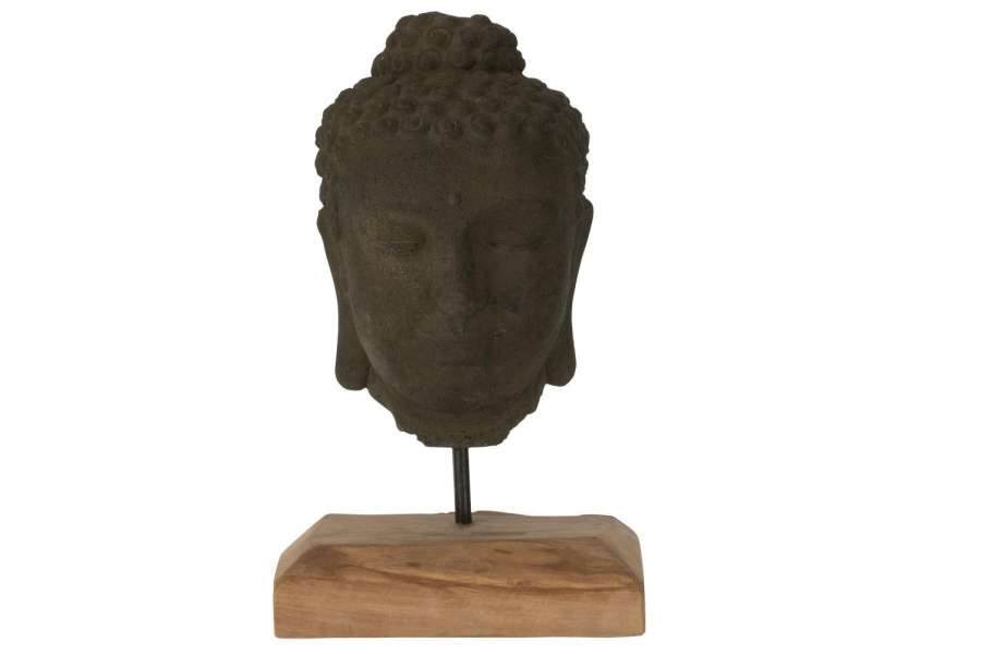 DECORATION HEAD TEAK WOOD/CEMENT BLACK/NATURAL