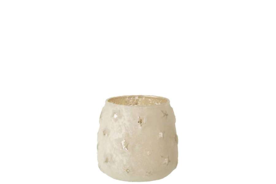 TEALIGHT HOLDER STAR GLASS ANTIQUE SILVER SMALL