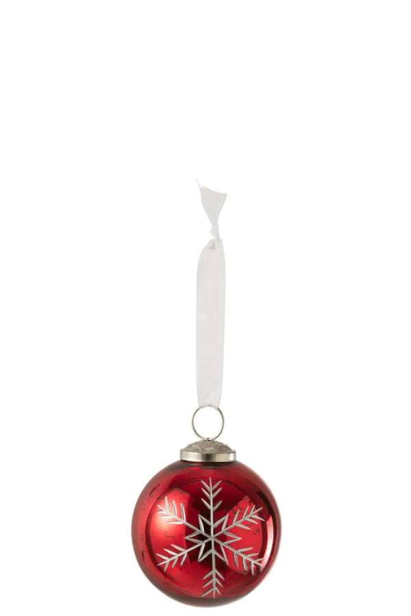 XMAS BAUBLE GLASS RED SMALL