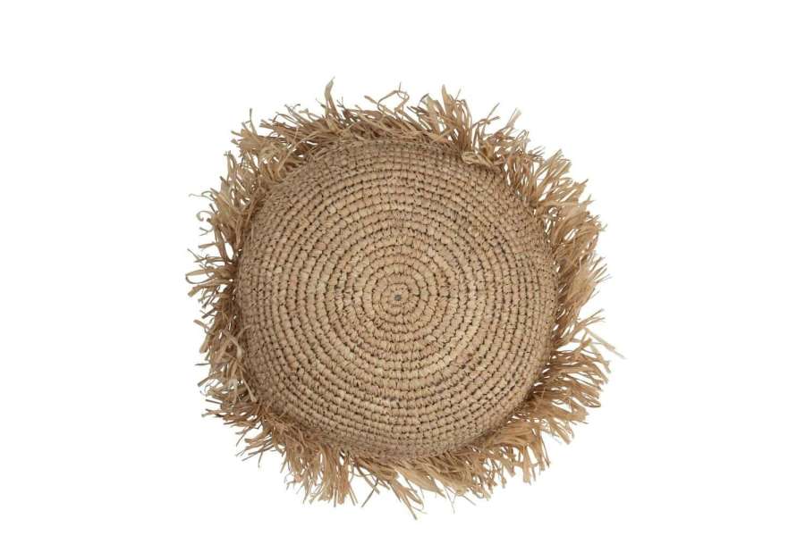 CUSHION JEFF ROUND RAFFIA NATURAL SMALL