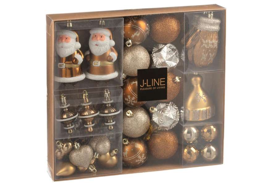 BOX OF 45 CHRISTMAS BAUBLE PLASTIC BROWN