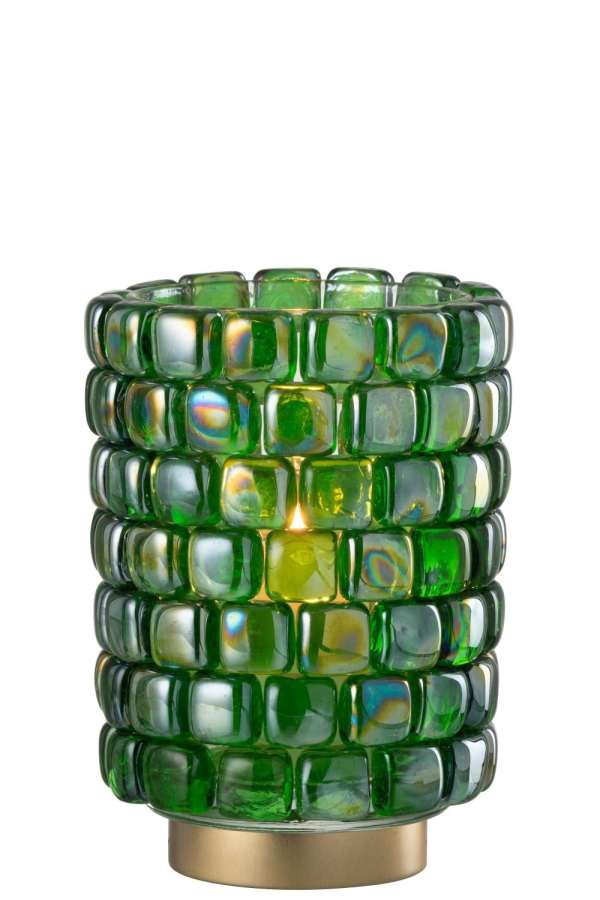 HURRICANE SQUARE MOSAIC GLASS GREEN LARGE