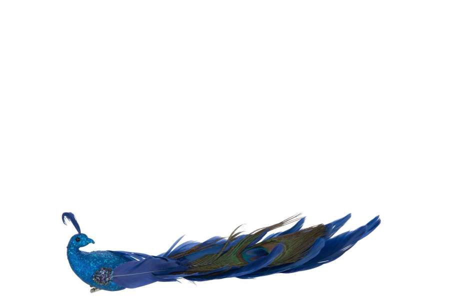 PEACOCK+ CLIP GLITTERS POLYFOAM/FEATHERS BLUE