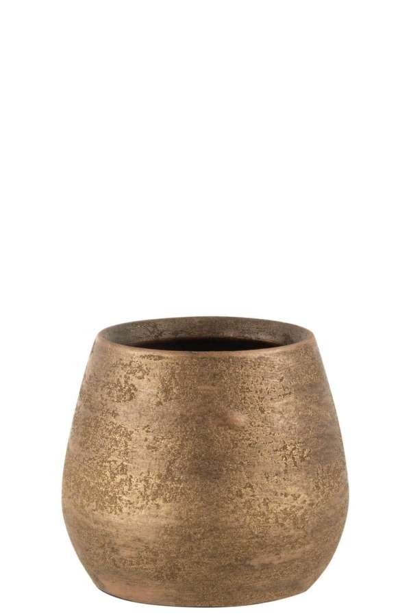 FLOWERPOT IRREGULAR ROUGH CERAMIC GOLD MEDIUM