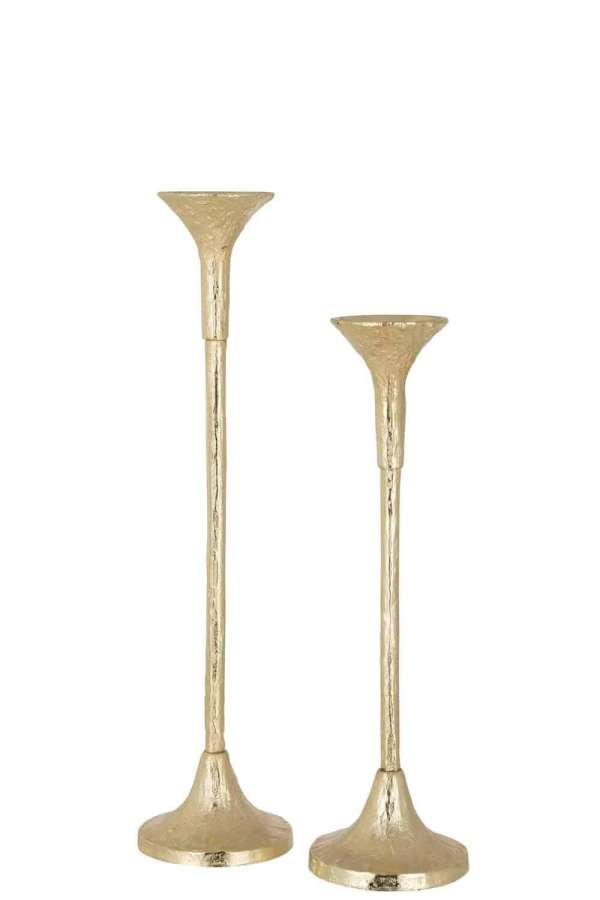 SET OF TWO CANDLESTICK MARIE ALUMINIUM MAT GOLD
