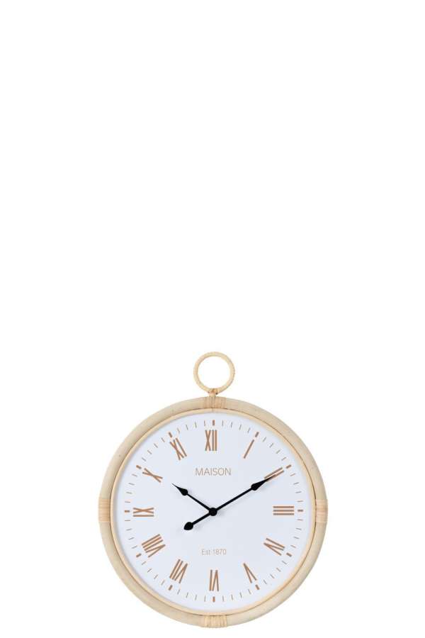 WALL CLOCK KYR RATTAN/MDF NATURAL/WHITE SMALL
