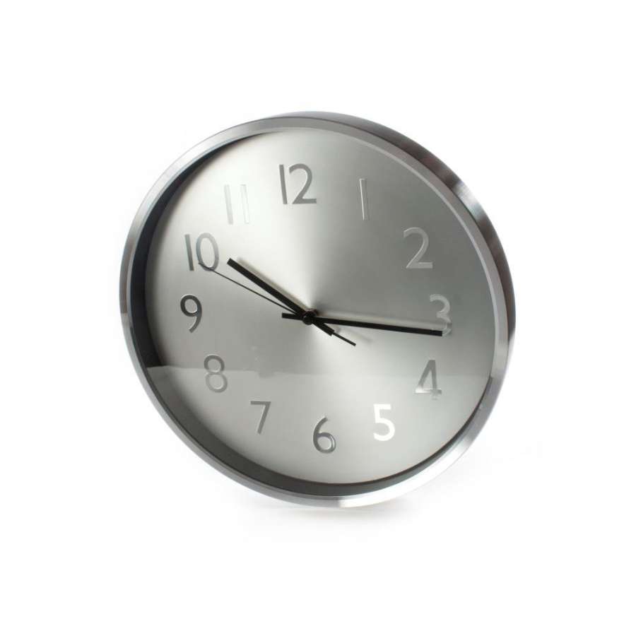 Veggklokke/ Veggur i Aluminium  i fargen  Sølv -35X35Cm