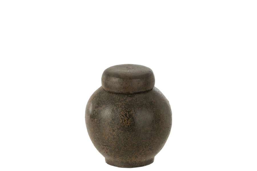 POT WITH LID TERRACOTTA BROWN SMALL