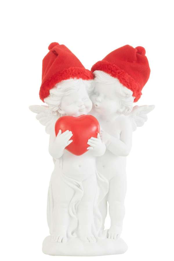 ANGEL STANDING HAT HEART POLY RED/WHITE