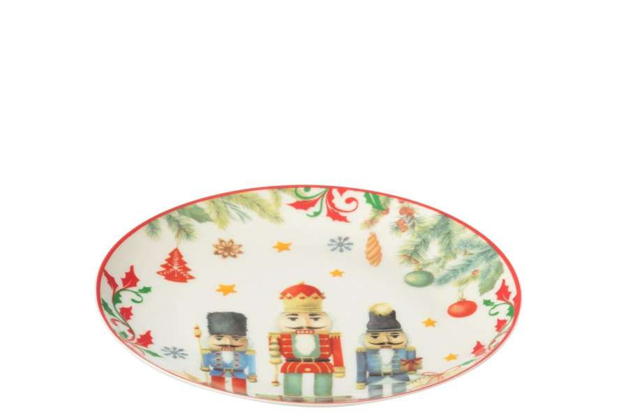 PLATE ROUND NUTCRACKER GIFTBOX CERAMICES WHITE SMALL