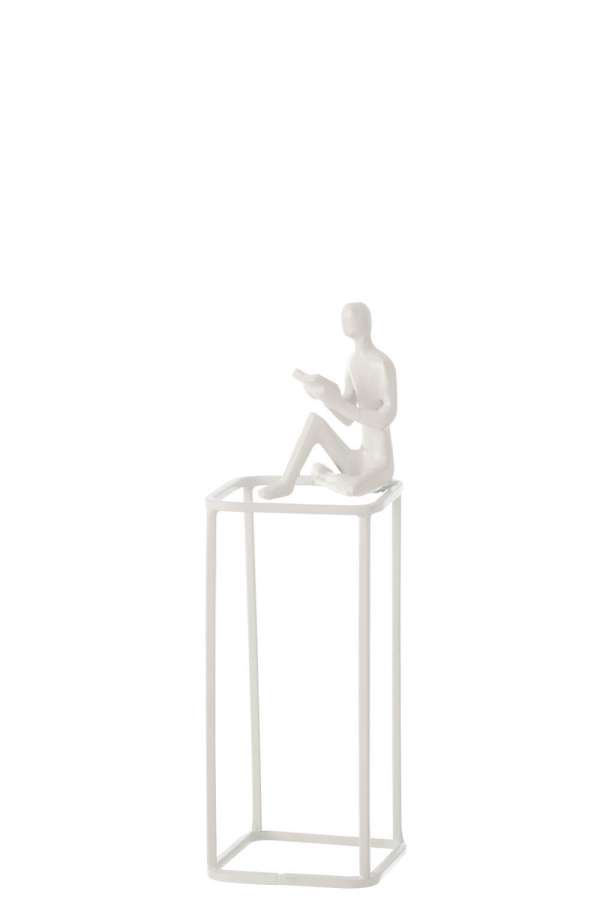 FIGURE BOOK ON CUBE ALUMINIUM WHITE