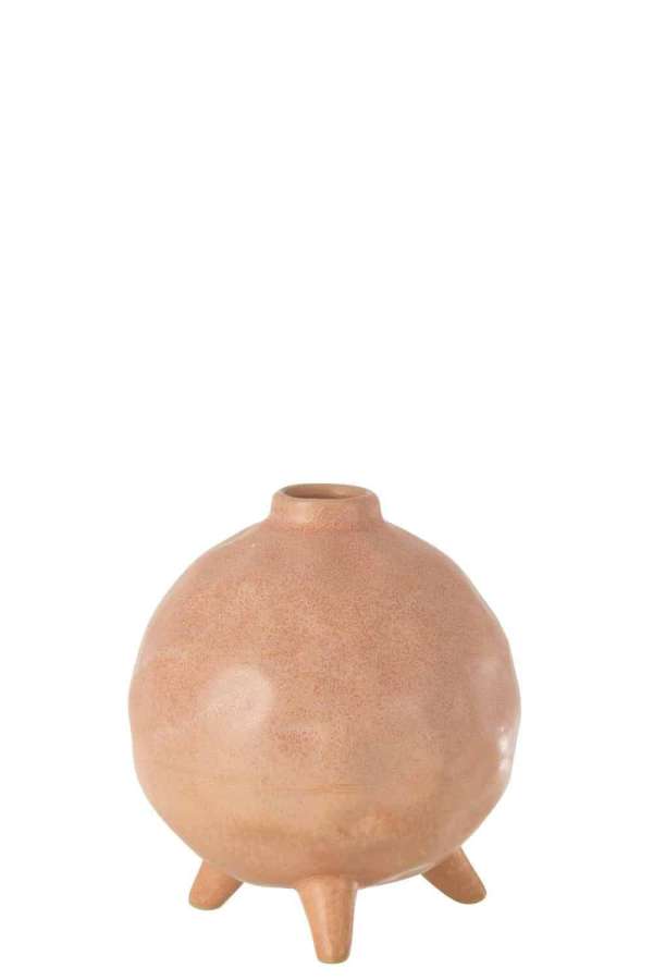 VASE FOOT ROUND CERAMIC PINK/ORANGE