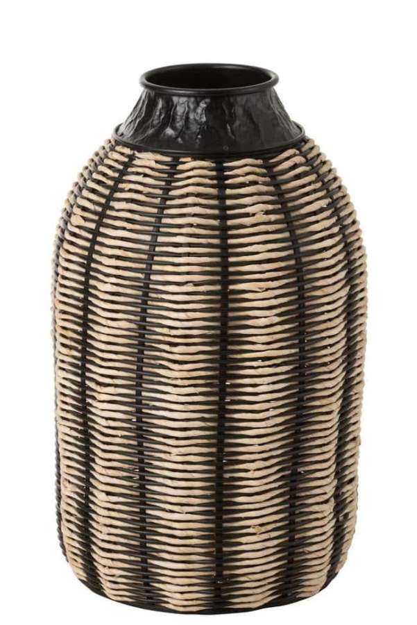 VASE DECORATION ROPE/RATTAN BLACK/NATURAL
