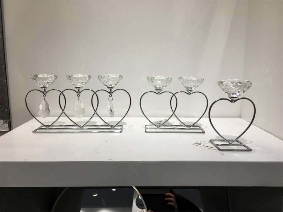 Lysestake Krystall/Metall Hjerte Enkel 1