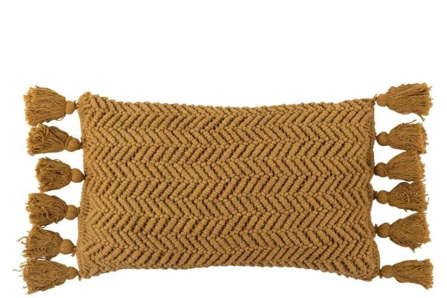 CUSHION TASSEL COTTON RECTANGLE OCHRE