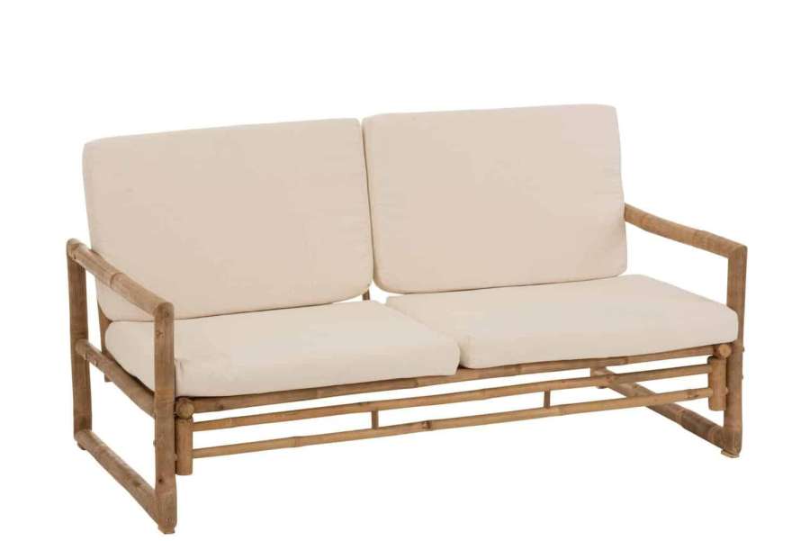 SOFA 2 PEOPLE BAMBOO+TEXTILE NATURAL/WHITE