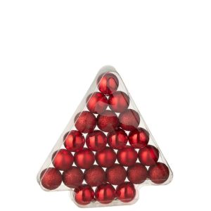 BOX OF 24 CHRISTMAS BAUBLE PLASTIC CHRISTMAS RED