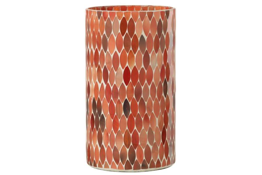 HURRICANE MOSAIC LEAF GLASS RED/ORANGE LARGE