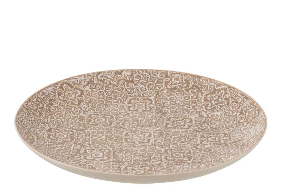 PLATE DECORATIVE WABI PORCELAIN BEIGE/WHITE