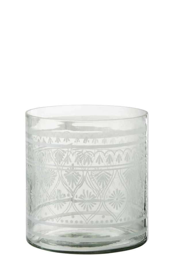 HURRICANE PATTERN GLASS TRANSPARENT/WHITE LARGE