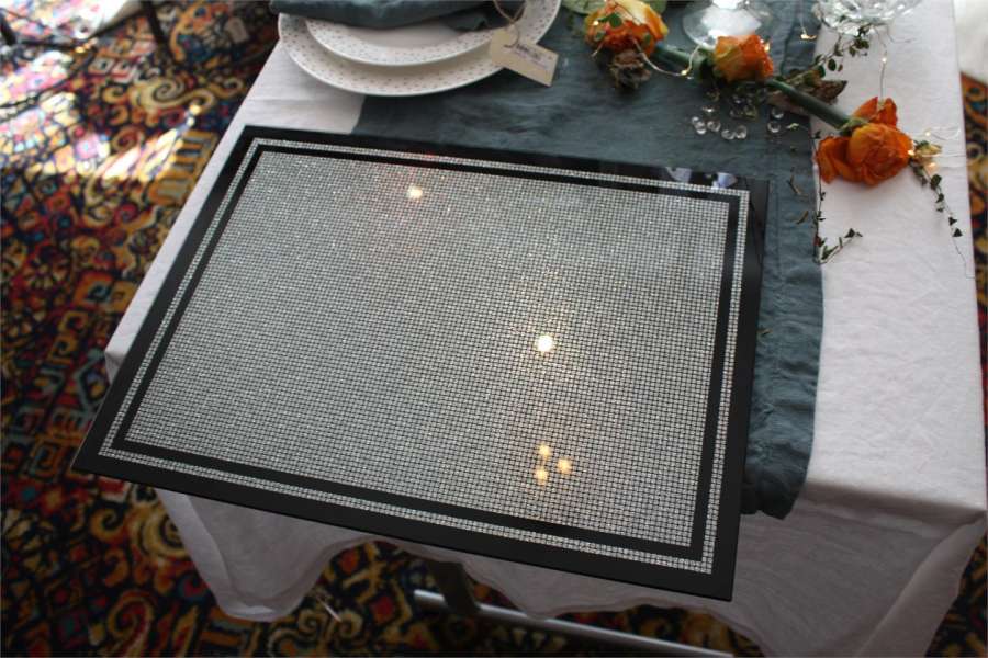 Speilfat/Spisebrikke Sort/Sølv Stor 30X40