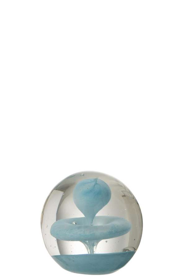 PAPERWEIGHT BUBBLE GLASS LIGHT BLUE SMALL