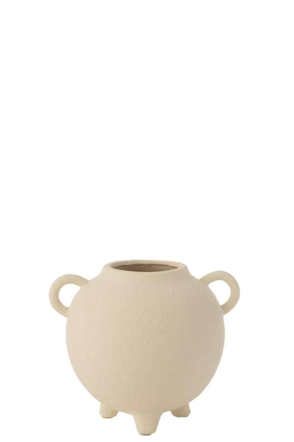 VASE JUG ROUND STONEWARE BEIGE