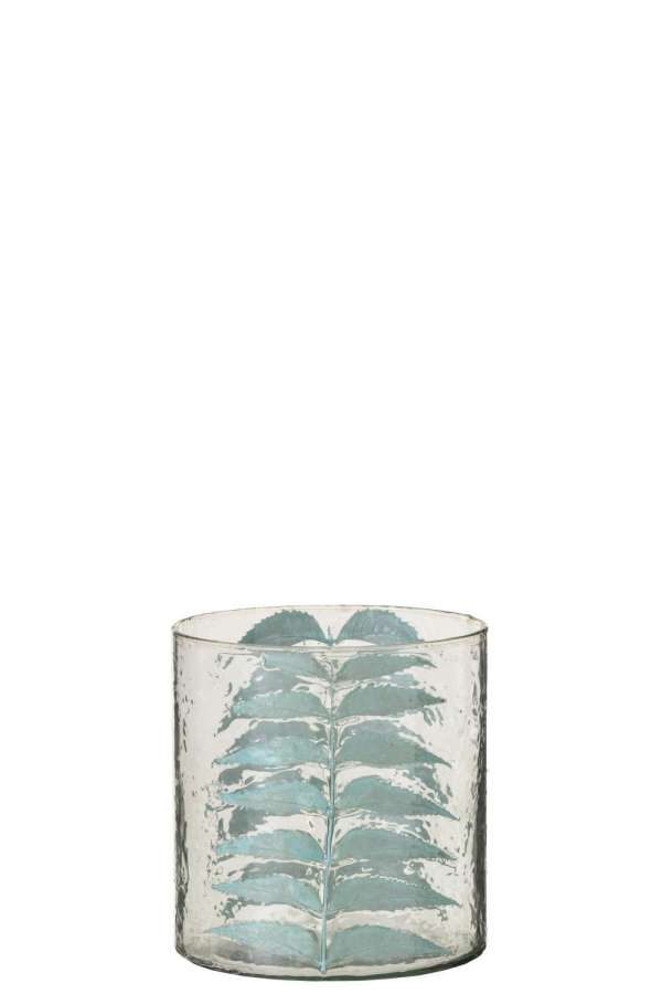 VASE BLUE LEAF GLASS SMALL