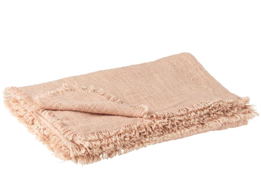 PLAID FRINGE COTTON POLYESTER LIGHT PINK