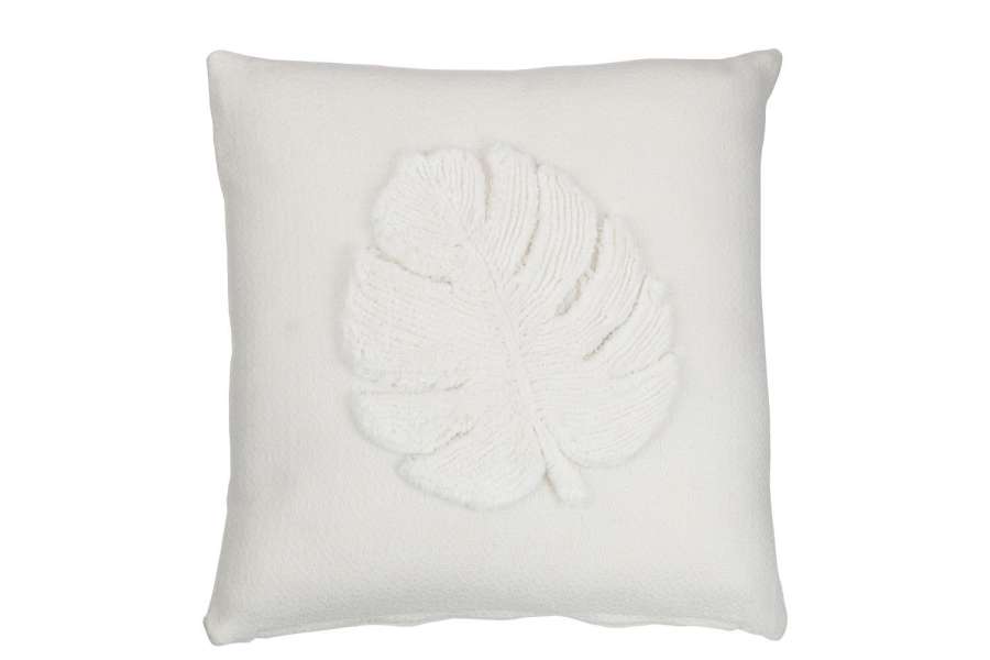 CUSHION LEAF SQUARE POLYESTER WHITE