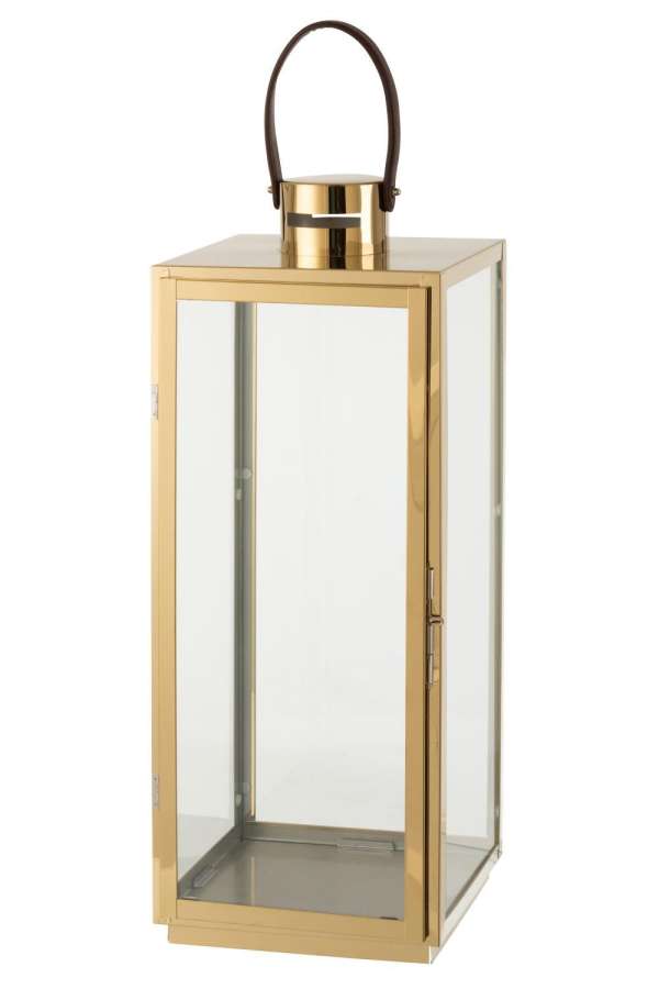 LANTERN SQUARE METAL/GLASS GOLD