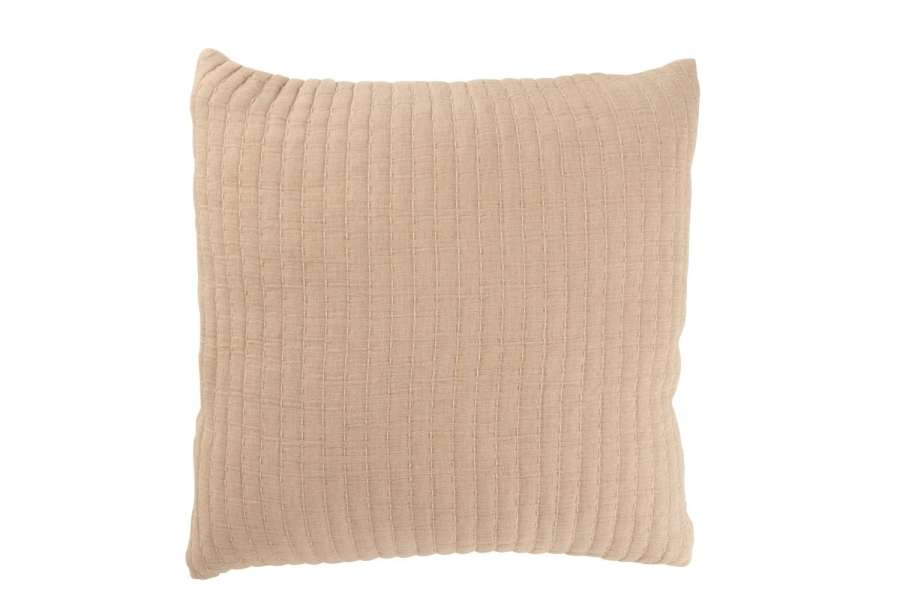 CUSHION TEDDY LINES STITCHING COTTON/POLYESTER BEIGE