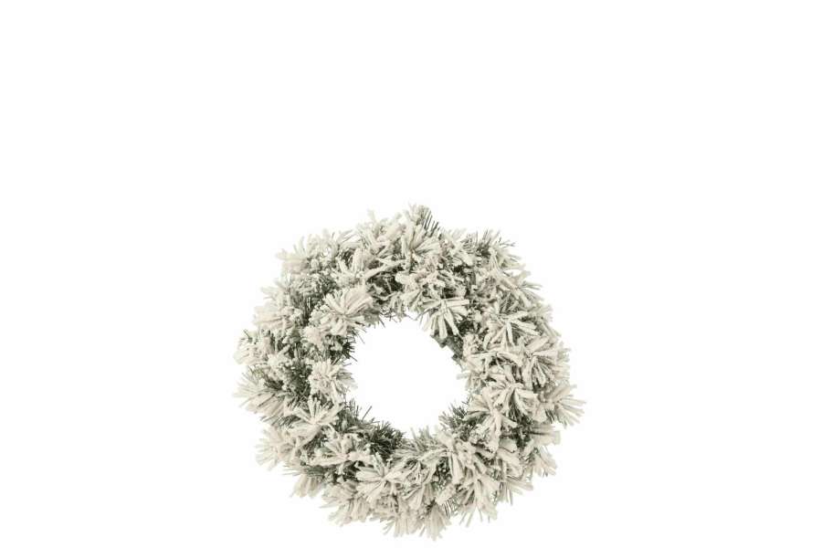 CHRISTMAS WREATH+LED WARM WHITE PLASTIC SNOWY GREEN SMALL