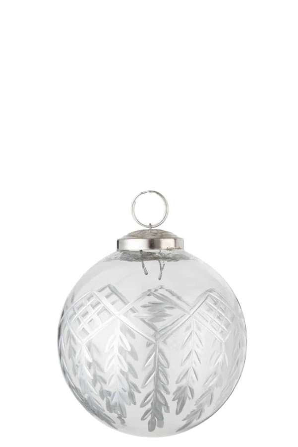 CHRISTMAS BAUBLE CHLOE GLASS TRANSPARENT/SILVER SMALL