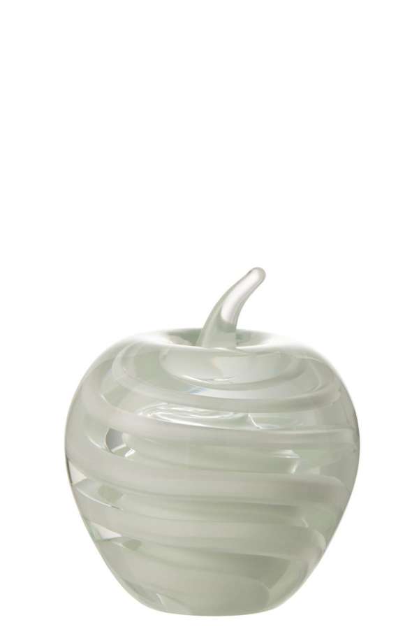 PAPERWEIGHT APPLE GLASS WHITE LARGE