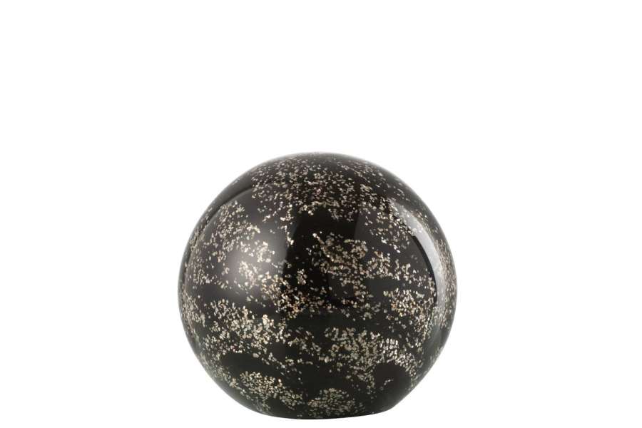 PAPERWEIGHT STARDUST GLASS GOLD/BLACK LARGE