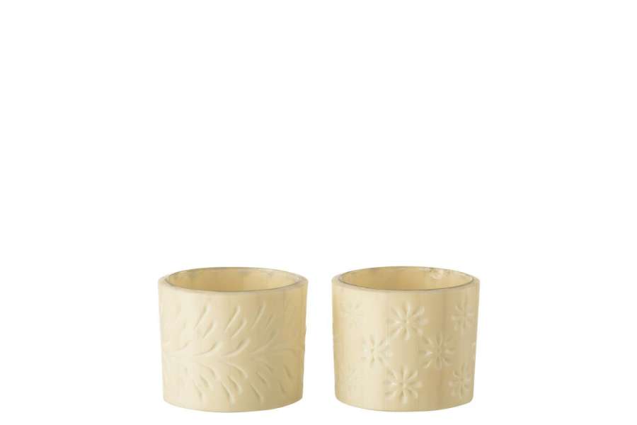TEALIGHT HOLDER ELISE GLASS CREAM SMALL ASSORTMENT OF 2