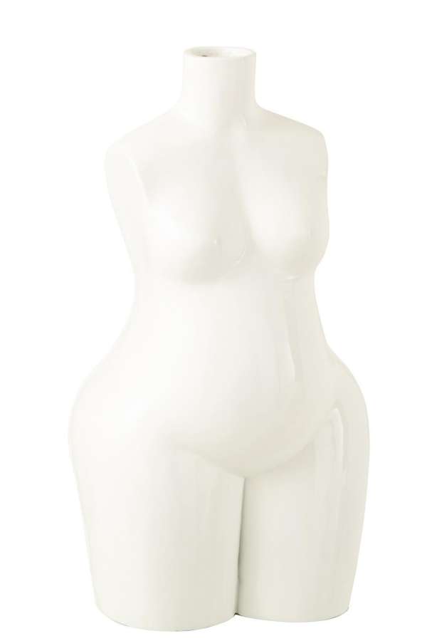 VASE LADY BODY POLYRESIN SHINY WHITE LARGE